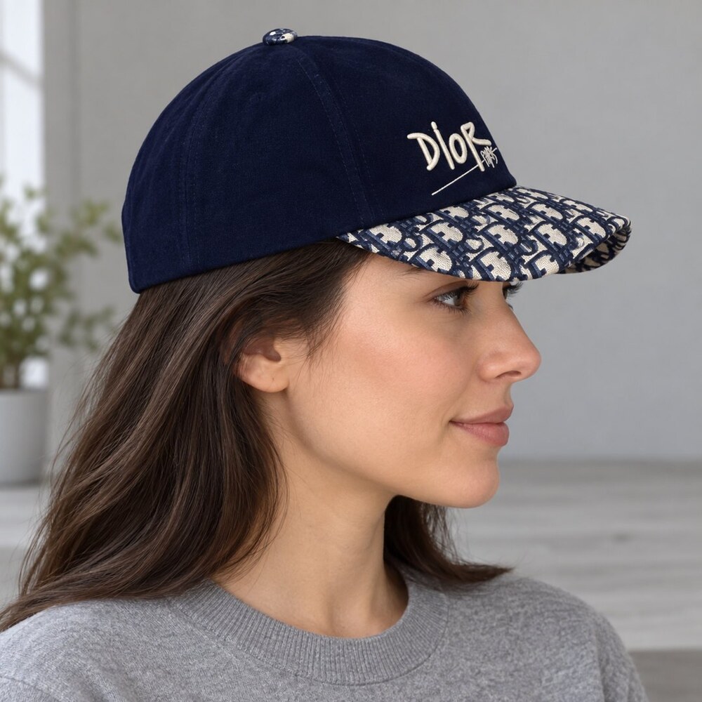 Dior Navy Jacquard Baseball Cap - Picture 3 of 6